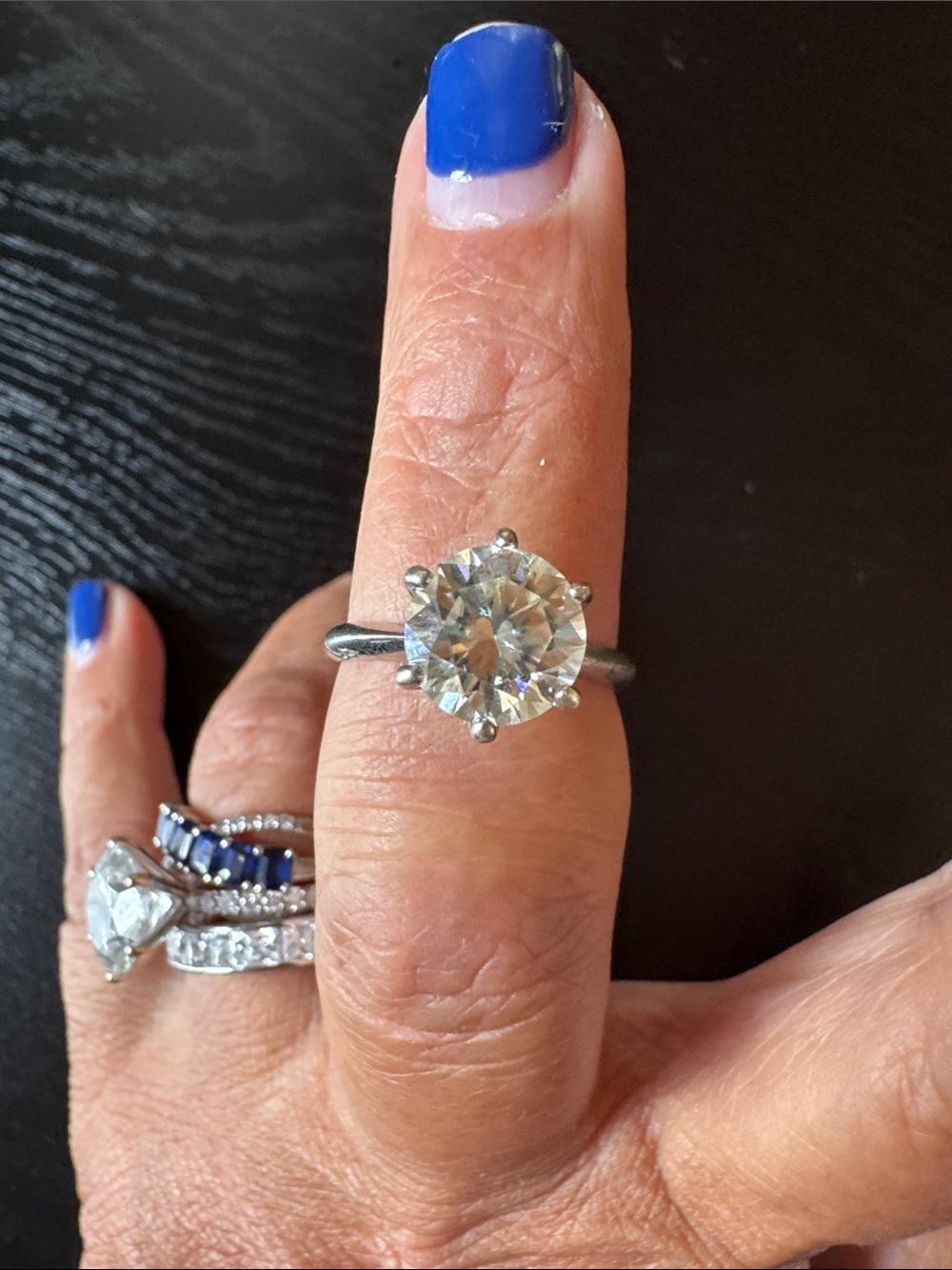 Silver Solitaire Round-Cut Halo Engagement Ring - Clear Crystal 3 ct